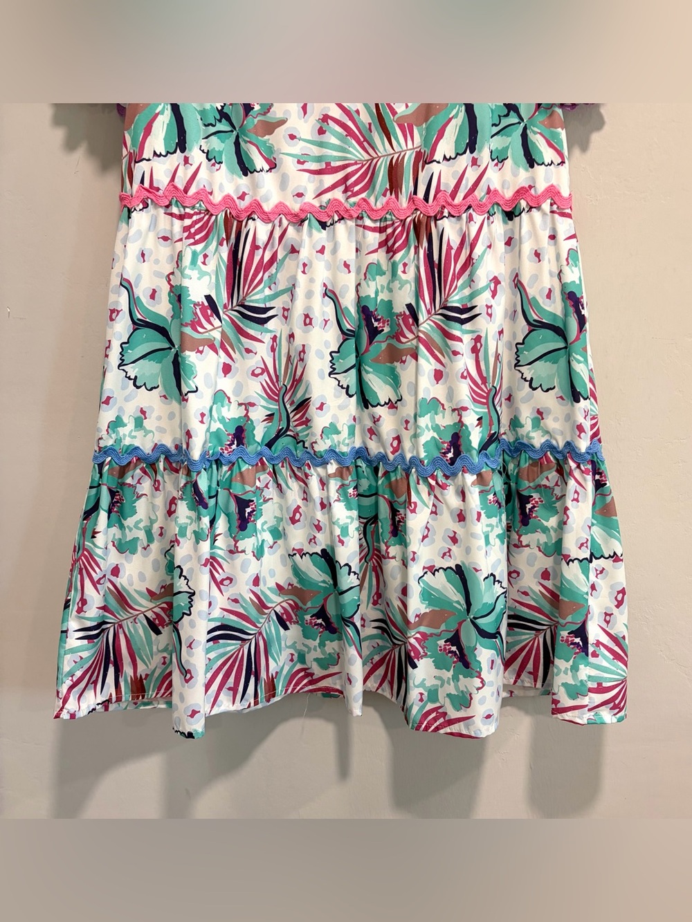 Entro Ruffle Short Sleeve Floral Ric Rac Trim Dress - Picture 6 of 12